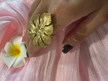 Bague hibiscus doré