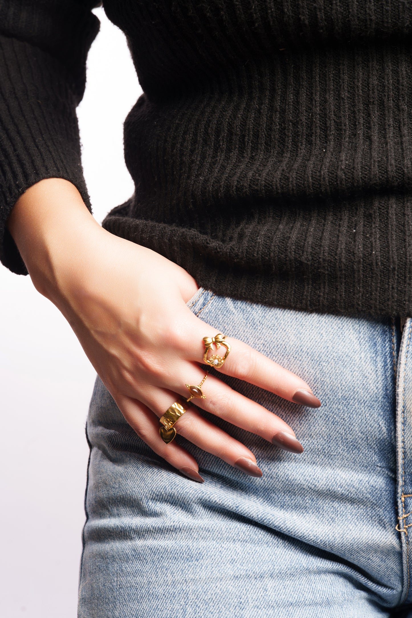 Bague Fleur & Nœud Doré